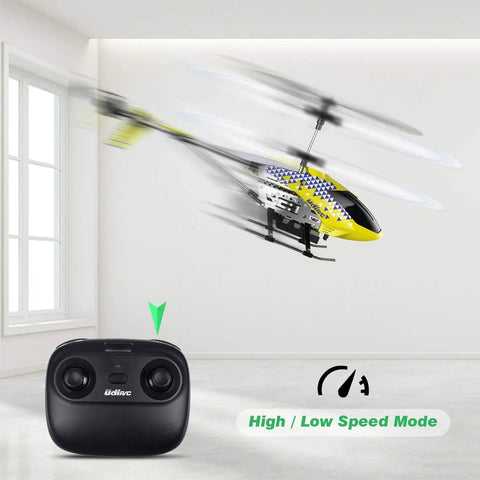 Dope Mini RC Helicopter With Camera For Kids And Adults U12S WiFi FPV Drone in flight with remote control in foreground