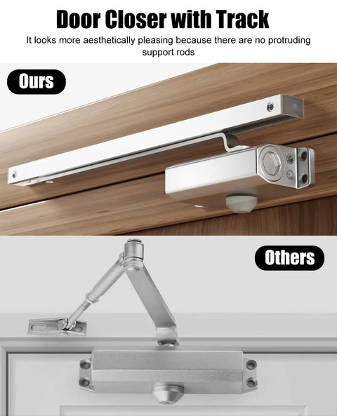 Adjustable Universal Hands Free Automatic Door Closer With Hydraulic System For High Traffic Doors Soft Close Aluminum Screen