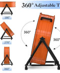Tilt adjustable side view of Beefy Heavy Duty 24 Inch Industrial Drum Fan High Velocity Floor Fan With 3 Speed Settings Orange