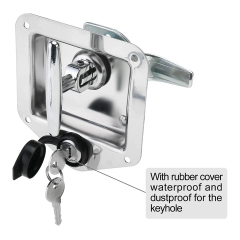 Six Pack Stainless Steel Car Trailer Door Latch T-Handle Locking Paddle Entry Door Lock with rubber cover and keys