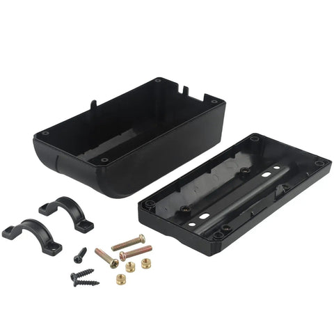 Gear Up For Your Daily Commute With This Badass Abs Electric Bike Controller Box Waterproof Dustproof Shield For Scooter Battery Conversions And Custom Mods, showing assembled and disassembled parts with mounting screws.