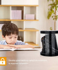 Child studying beside Timer Lock Box For Phone Addiction And Self Control, Multi Function Time Lock Container, black in color