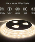 Waterproof LED Rope Lights 32.8Ft Ultra Bright 1200 LEDs 2835SMD 24V DC Warm White 3500K Outdoor Flexible Strip on reel