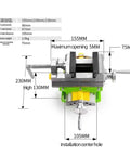 Two In One Aluminum Drill Press Cross Vise Clamp For Lathe And Milling Machines with measurement details