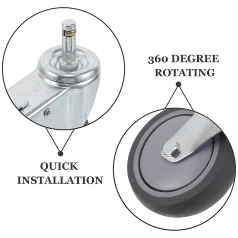 Heavy Duty Swivel Caster Wheels 2 Pack Locking Castors showcasing TPR wheel design for 360-degree rotation and easy installation.
