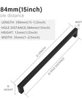 Matte Black Cabinet Handles Square Drawer Pulls 2 Pack, 396 Mm Total Length, 12 Mm Width, 35 Mm Height, Stainless Steel Kitchen