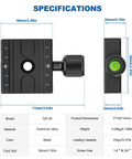 Specifications of Rock Solid 50mm Quick Release Clamp for Camera Tripod Heads With Three Eighths to One Quarter Inch Adapter Arca Swiss