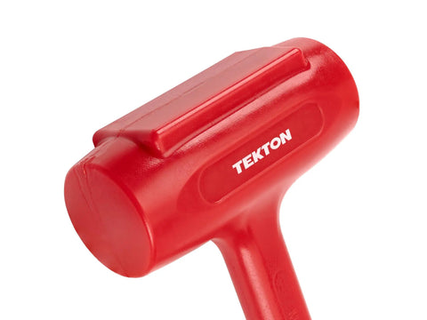88 Oz Dead Blow Sledge Hammer With Steel Shot Inside For Less Rebound And Maximum Control, red handle and head, close-up