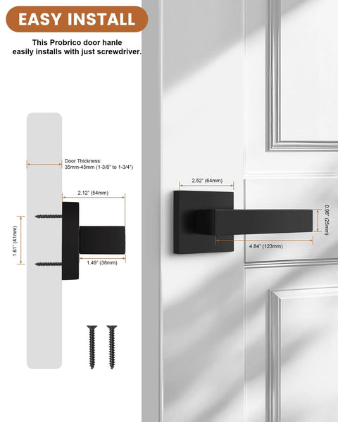 Pack Of 10 Square Dummy Door Levers For Closets And French Doors Non Turning Pull Only Handles In Black Finish Easy Install Durable Matte Black Dummy Door Levers on white door