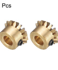 Two Pack Bevel Gear Set 0.8 Module 1 To 1 Reduction 15 Teeth 5mm Bore Brass Bevel Pinion Gear 45 Degree Steering Gear Pair