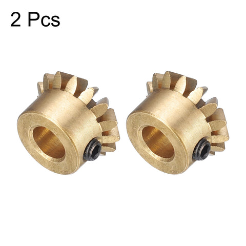 Two Pack Bevel Gear Set 0.8 Module 1 To 1 Reduction 15 Teeth 5mm Bore Brass Bevel Pinion Gear 45 Degree Steering Gear Pair