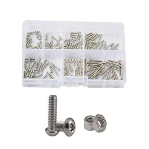 All Purpose Socket Head Cap Screw and Nut Kit in 304 Stainless Steel M2 to M6 for Quick Fixes and DIY Projects, Includes Button Head Bolts, Hex Nuts, and Metric Thread Hardware for Home, Shop, and Pro Grade Builds; organizer with bolts and nuts