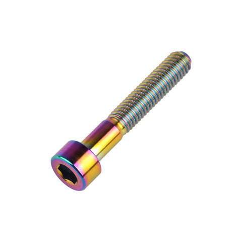 Bolt, rainbow titanium M6x40mm hex socket with Allen head, front view