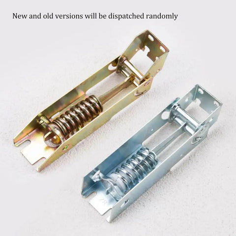 Universal Freezer Door Hinge With Integrated Spring Replacement Casing for Refrigerator Doors, showing new and old versions.