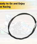 71 Inch Throttle Cable for Go Karts Compatible with Predator 212cc Engines shown coiled with background racer