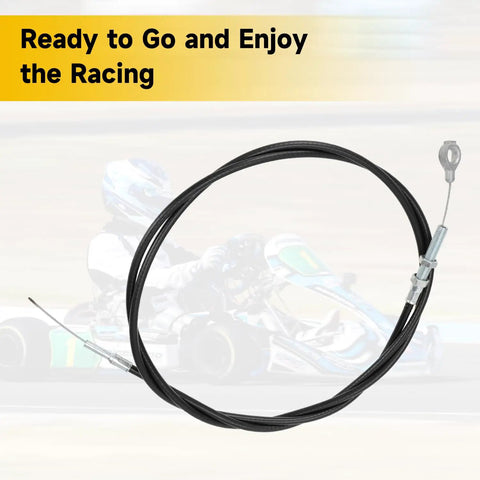 71 Inch Throttle Cable for Go Karts Compatible with Predator 212cc Engines shown coiled with background racer