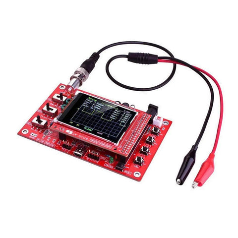 Handheld DIY Oscilloscope Kit With 1 MSPS Real Time Sampling, 2.4 Inch Color TFT Display, showing waveform on circuit board