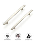 Two sleek arch cabinet pulls from Dope Brushed Nickel Cabinet Handles Set, 7-1/4 Inch Curved Drawer Pulls With 5 Inch Center-To-Center, 30 Pack.