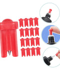 100 Pack Precision Eyelash Glue Bottle Nozzle Pins Anti Clog Plastic Tips Fits Standard Cosmetic Bottles in red.