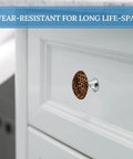 Dead Slick Stainless Steel Cheetah Leopard Round Cabinet Knobs And Hella Tough Metal Drawer Pulls For Modern Kitchen Cabinets And Closet Doors Rust Resistant Hardware Kit Includes Two Pieces on white cabinet.