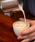 12 Oz Milk Frothing Pitcher Stainless Steel For Espresso Lovers Pro Grade Barista Vibe 304 Stainless Steamer Cup in use