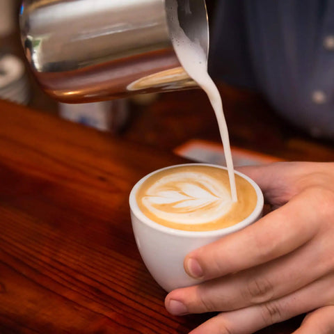 12 Oz Milk Frothing Pitcher Stainless Steel For Espresso Lovers Pro Grade Barista Vibe 304 Stainless Steamer Cup in use