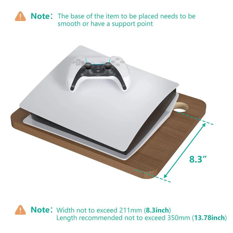 Wall Mounted Two Tier Floating Media Shelf In Rich Walnut Brown For Projectors And DVD Players With No Sweat Cable Routing and gamer controller.