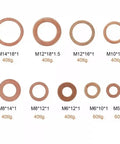 Badass Heavy Duty 400 Pcs Flat Copper Washers Kit Heat Resistant Seal Set For Cars Injectors Drain Plugs Universal M5 M6 M8 M10 M12 M14 Sizes Leak Proof Top Rated Seals That Hold Up Under Heat Always For Street Kings, assorted copper washers