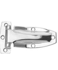 Heavy Duty Stainless Steel Swing Door Hinges For Box Trucks And Cargo Containers, polished silver hinge with mounting holes.