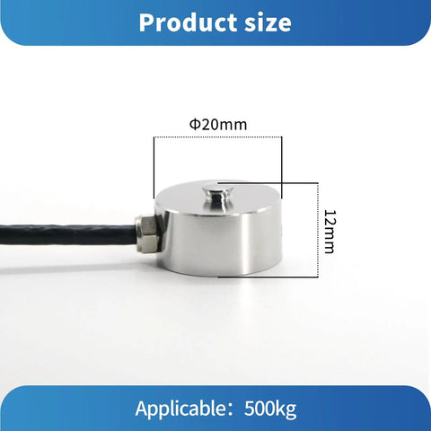 Tiny Button Type Load Cell Sensor For Weighing And Force Sensing, Tension And Compression Ready, High Precision 0.2 Percent, 20x12mm, 3m Cable, Handles 0-200kg With Easy Mounting, 20x12mm button sensor