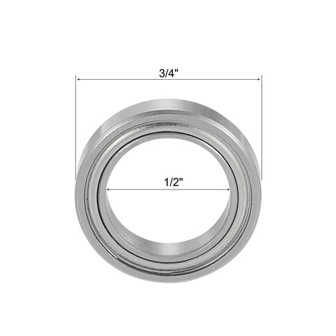 Chrome steel bearing with dimensions 3/4" OD and 1/2" ID from 3 Pack Ball Bearing Kit For 1/2 Inch Shank Router Bits With 1/2 Inch ID And 3/4 Inch OD Chrome Steel Bearings Bottom Mounted High RPM Performance Stop Ring Included