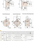 Square Flanged Mount For Linear Motion Systems With Slit Shaft Plug And Play 8 To 50mm Diameter support diagram