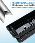 Close-up of U-shaped cutter head on Heavy Duty Single Hole Punch With One Quarter Inch Hole 30 Sheet Capacity in black.