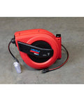 Lincoln Workhorse Heavy Duty 60 Foot Tri Tap Electric Power Cord Reel with 12 3 SJTOW, grease oil weather resistant, red black