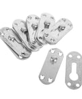 Top Shelf Heavy Duty Metal Bed Rail Brackets With Concealed Headboard Mounting Hardware Six Piece Kit, steel brackets laid out flat.