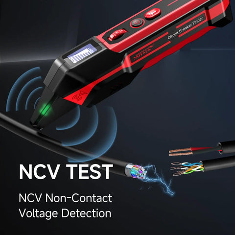 Rechargeable Circuit Breaker Finder With LCD Display And GFCI Outlet Tester, NCV Electric Tester And Circuit Tracer in use