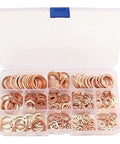 Copper Crush Washer Set 280 Pcs In 12 Sizes M3 To M16 Solid Copper Flat Ring Gaskets For Fuel Line Brake Line And Hydraulic Systems A Must Have Automotive Kit For Leak Free Seals, in organizer case