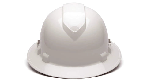 Ridgeline Full Brim Hard Hat With 4 Point Ratchet Fit Ultra Lightweight ABS Safety Helmet Ventilated White Construction Gear