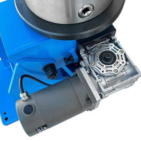Rock Solid 110 Volt 8 Inch Welding Positioner showing motor and drive components for smooth operation and control.