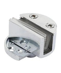 Set of 2 Frameless Glass Cabinet Door Hinges for Bathrooms, Clamp Style, corrosion resistant hinge, side view close-up