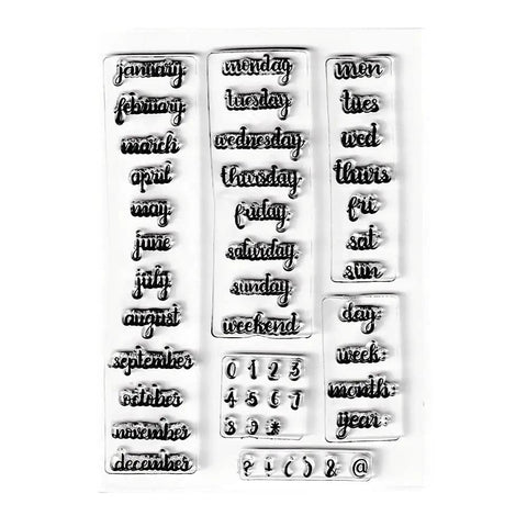 Straight Up Durable Calendar Clear Stamps With Solid Silicone Week Month Year Date Numbers for DIY crafting and scrapbooking.