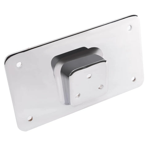 Chrome angled plate for 3 Hole Laydown License Plate Mount Bracket For Harley Davidson 1973 Up Bikes with backing plate.