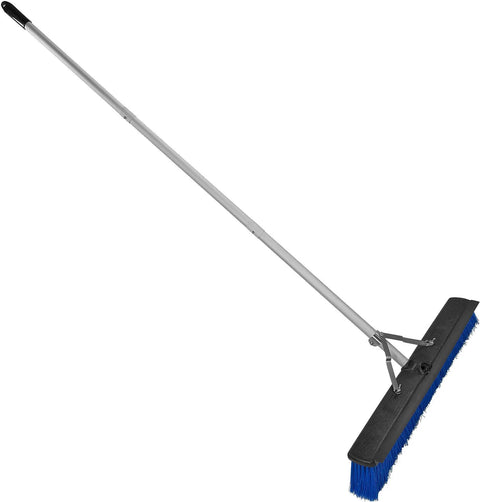 No Nonsense Commercial Floor Sweep With Integrated Squeegee Includes Sixty Inch Three Piece Aluminum Handle And 24 Inch Broom Head built tough for efficient cleaning.