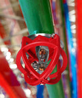 Sick Fire Sprinkler Head Guard Cover Metal Cage Protector Shell For Ceiling Mount Easy Hook Up Visual Warning Bump Buster Guard Keep Your Sprinklers Hella Secure And Looking Sharp 3.34 Inches red metal cage around sprinkler on green pipe