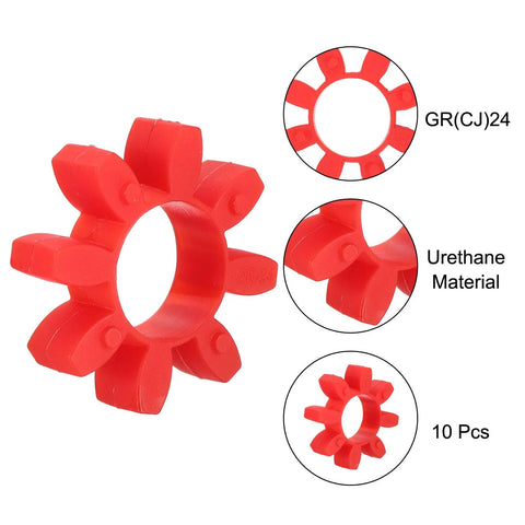 Red urethane curved-jaw 24 coupling insert, for L-Jaw couplings, 10-piece set