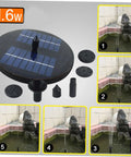 1.6W Solar Pond Fountain Pump For Ponds Gardens Aquariums And Hydroponics High Flow 200L Per Hour With 60cm Spray Go To Water Circulation For Bird Baths Garden Decor And Hydroponic Systems