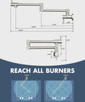 Built Tough Pot Filler Faucet For Modern Kitchens Featuring Brushed Nickel Finish, 24 inch reach design diagram.