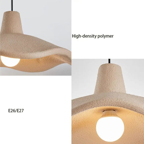 Textured Pendant Light, Cream Aesthetic Hanging Lamp for Kitchen Island with high-density polymer finish and adjustable cord.