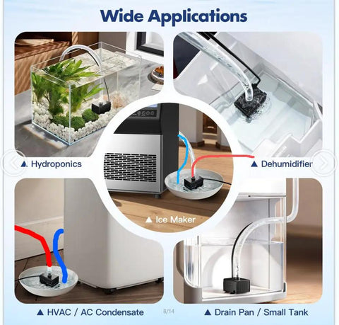 Automatic Tiny Sump Pump With Level Sensor Voltage Range 100 To 240V Lift 8.2 Ft 87 GPH Space Saving Submersible Condensate Pump For HVAC