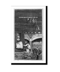 Old School Retro Kitchen Scene Vintage Black And White Antique Wall Art Print Framed In Black Wood With A Woman Scrubbing A Pot And A Cook Classic Office Decor 17x22